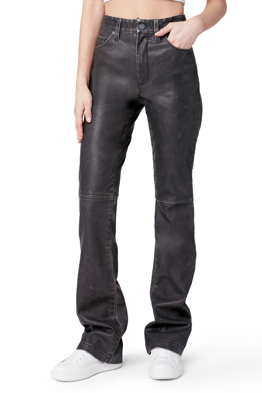 Blank NYC Vegan Leather Mid Rise Bootcut Pants in Distressed Gray NWT