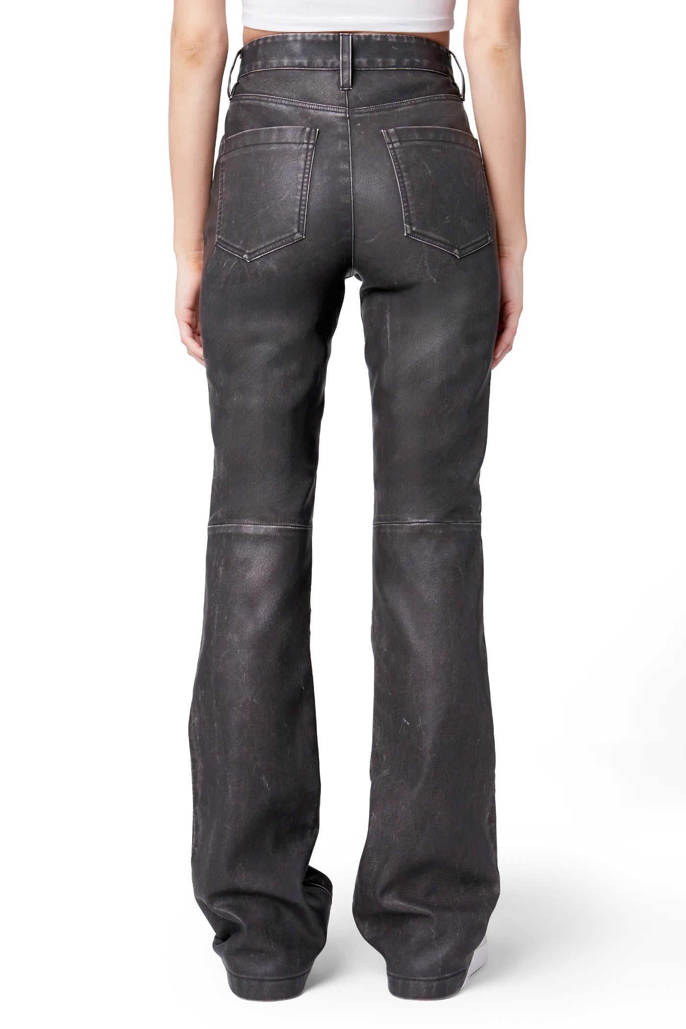 Blank NYC Vegan Leather Mid Rise Bootcut Pants in Distressed Gray NWT