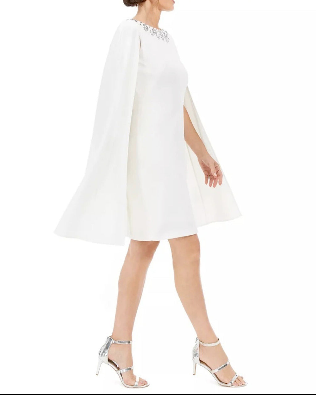 LIKE NEW Adrianna Papell Cape Short Dress with Jewels