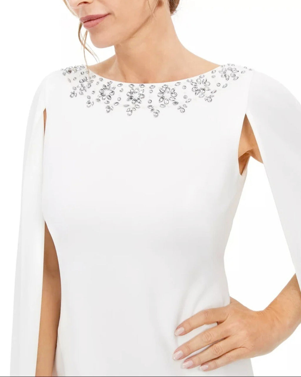 LIKE NEW Adrianna Papell Cape Short Dress with Jewels