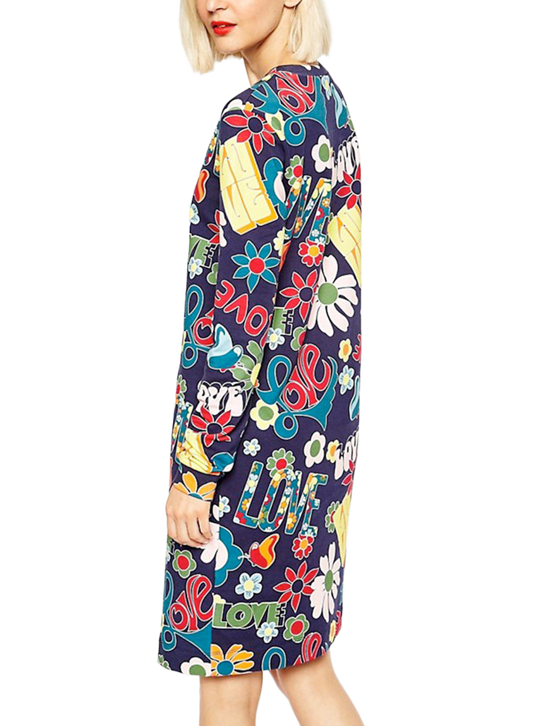 Love Moschino Flower Power 1960s Print Dress Size 4 Sm Med