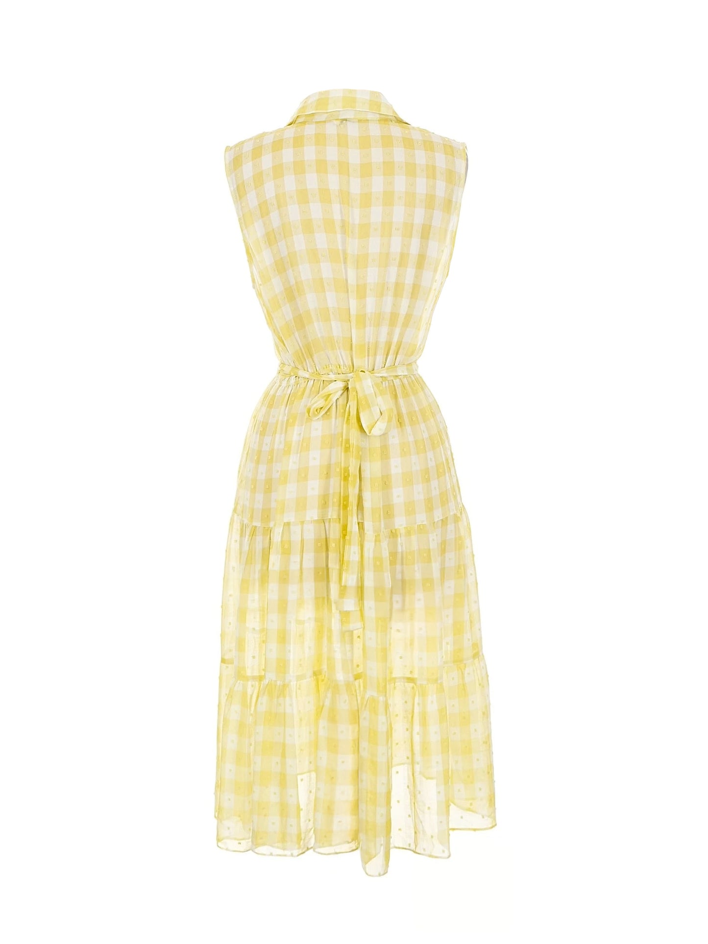 Nanette Lepore Yellow and White Sleeveless Gingham Dress