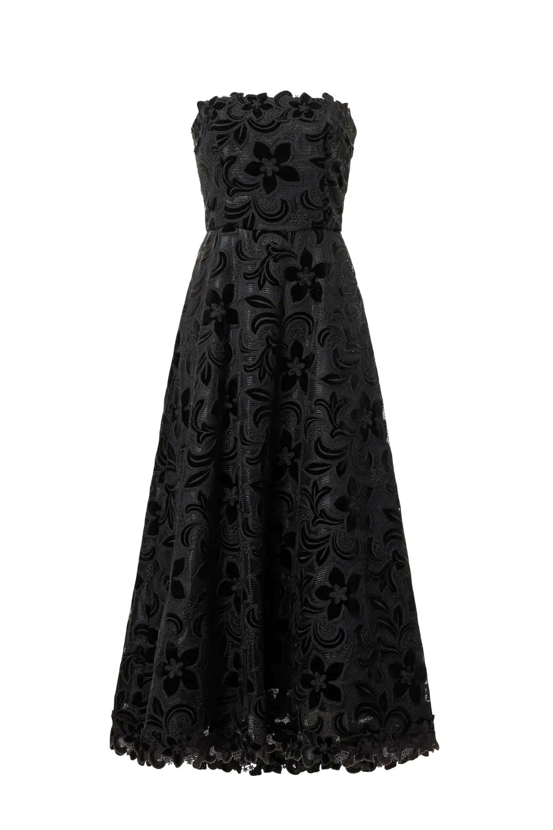 Shoshanna Anessa Laser Cut Strapless Floral Midi A-Line Dress Size 10