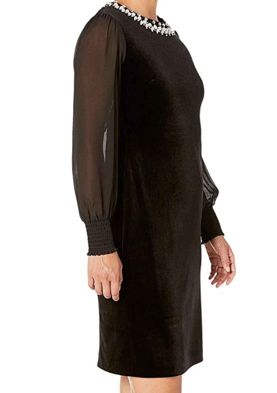 Tahari Arthur S. Levine Elegant Beaded Pearl Collar Sheath Dressv NWT