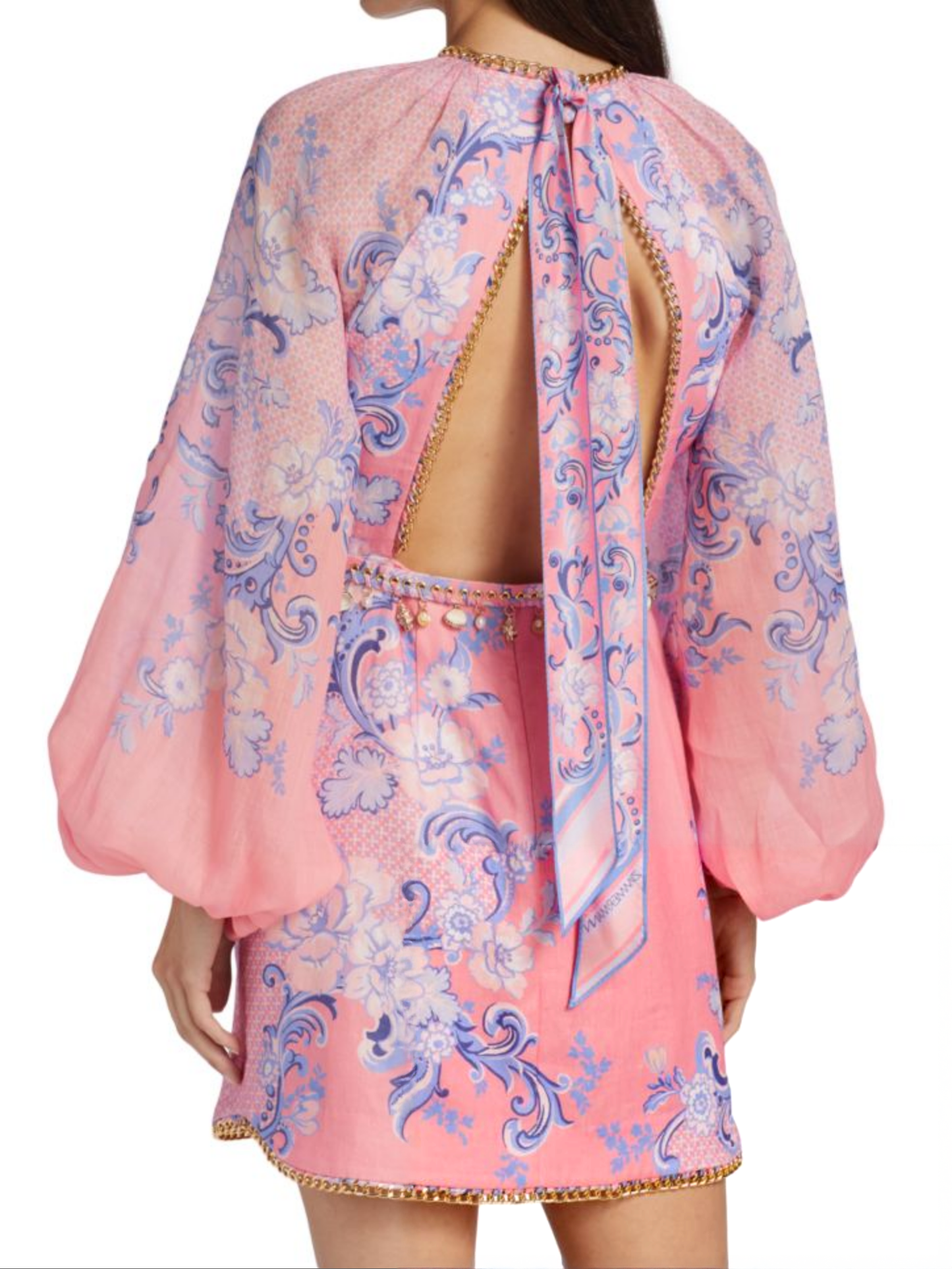 NEW Zimmermann Linen Puff-Sleeve Postcard Minidress